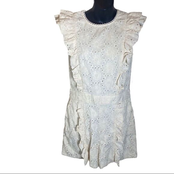 Happy x nature eyelet coquette ruffle romper NWT cream white 6 flaw fairy preppy - Picture 1 of 11